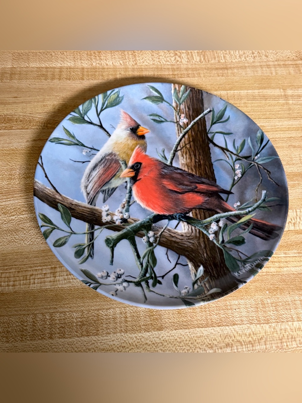 Vintage 1985 Knowles "The Cardinal" Decorative Plate with Red & Cream Cardinals